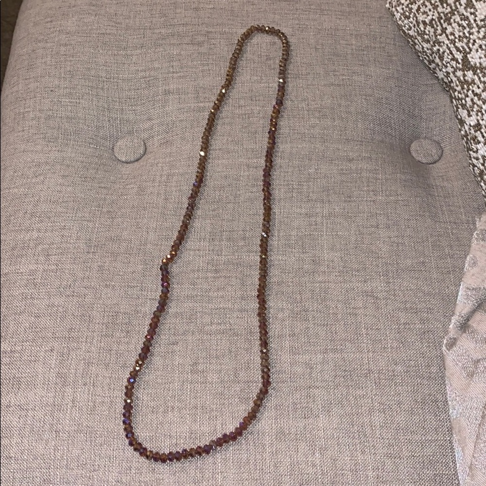 Iridescent beaded necklace elastic long layering